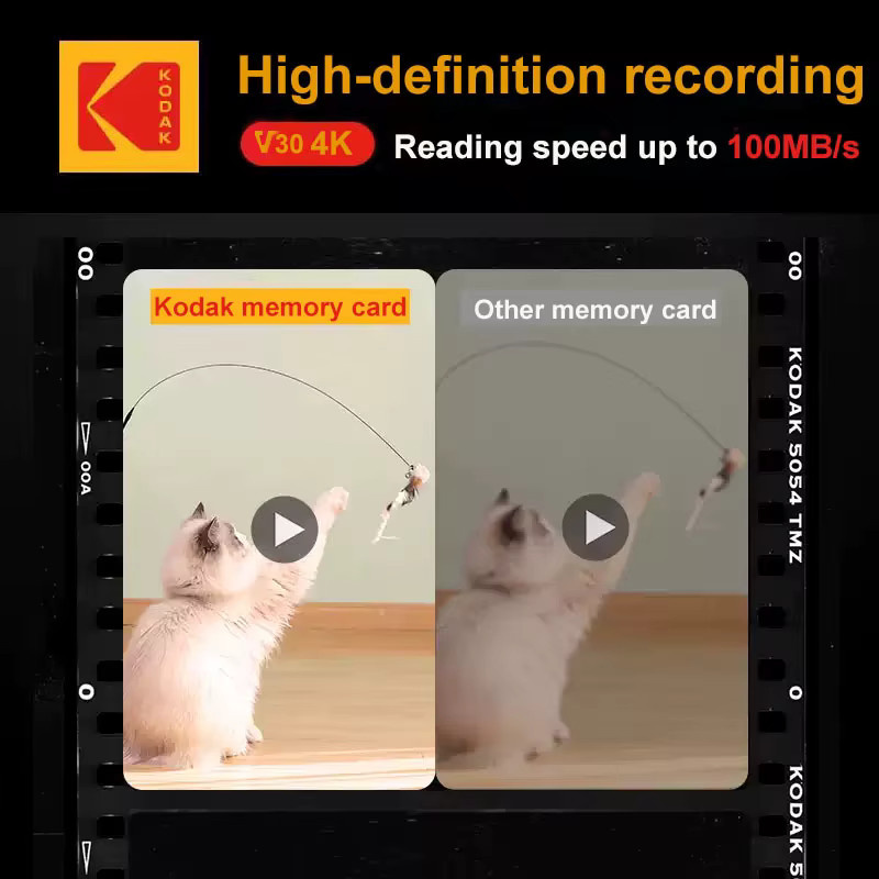 Kodak Micro SD Speicherkarte für Überwachungskameras, U3 V30, 100 MB/s, Multicolor - Bild 3