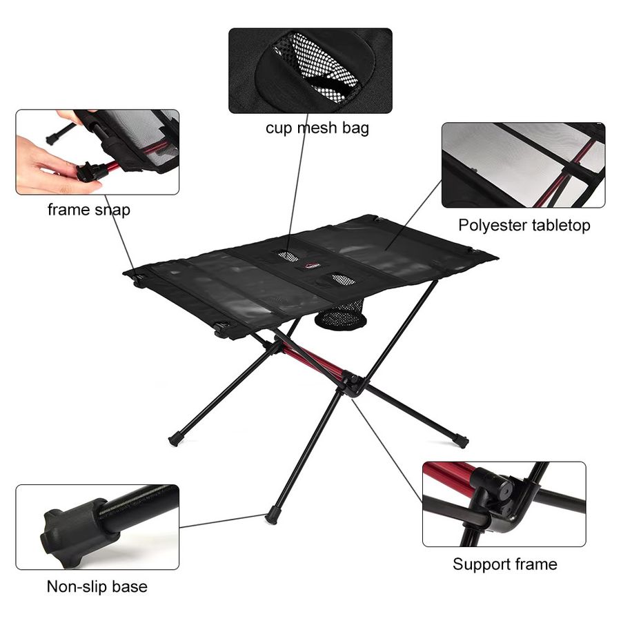 WIDESEA Tragbarer Campingtisch aus Aluminiumlegierung mit Getränkehaltern und Netztasche für Outdoor und Picknick - Bild 3