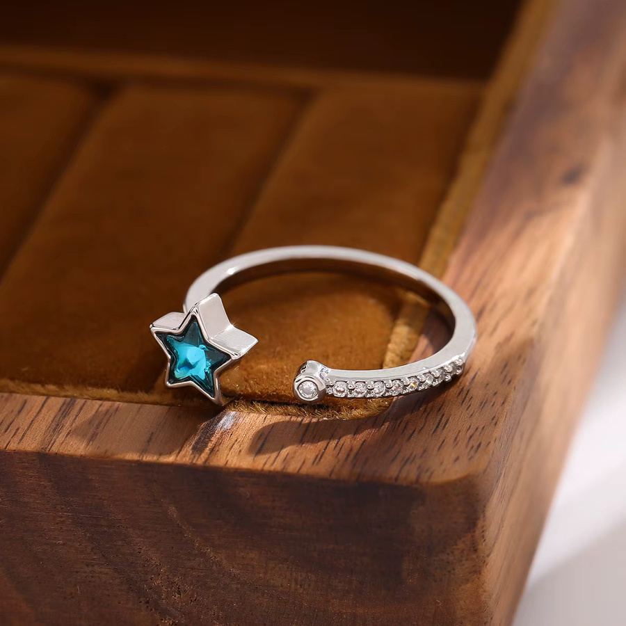 GaGa-Duck Ring 925 Silber, Kristall, blau, Stern - Bild 2
