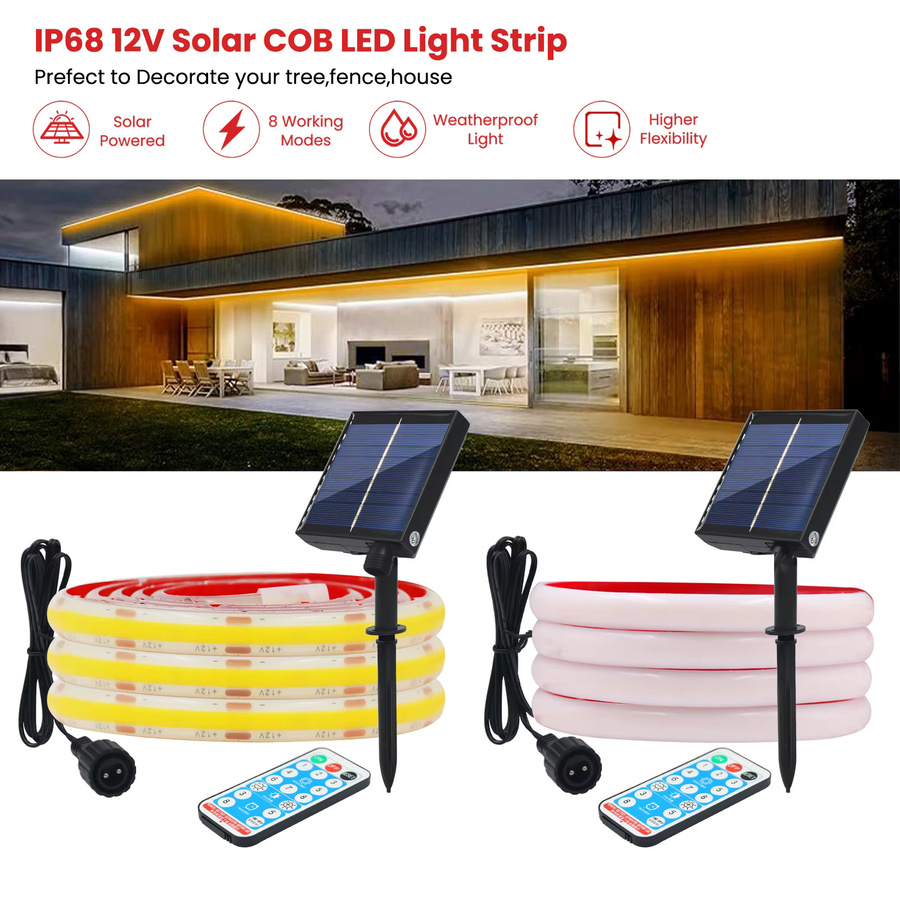 HEGEHE COB Solar LED Streifen Licht IP68 Unterwasser Flexibles Silikon Band in Weiß für Schwimmbäder mit 12V - Bild 3