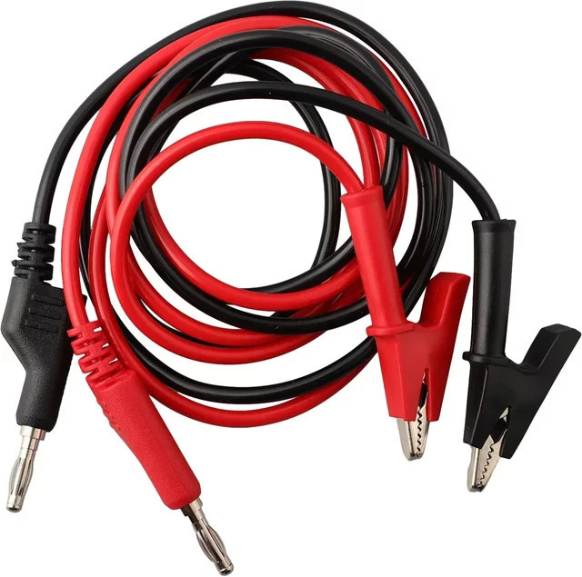 2er-Set Doppelendige Multimeter Testleitungen mit 4mm Bananensteckern und Krokodilklemmen in Rot, 1m Länge, 15A - Bild 1