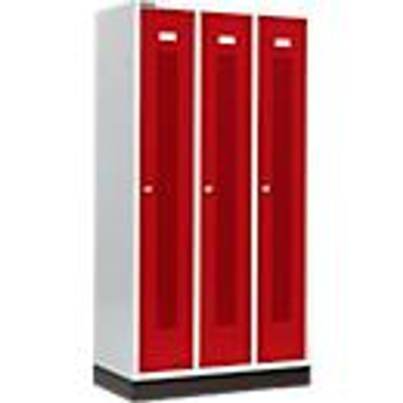 Schäfer Shop Select Kleiderspind mit 3 Abteilen, gelochte Streifen, Sockel und Zylinderschloss, Farbe: Rubinrot, Breite: 300 mm - Bild 4