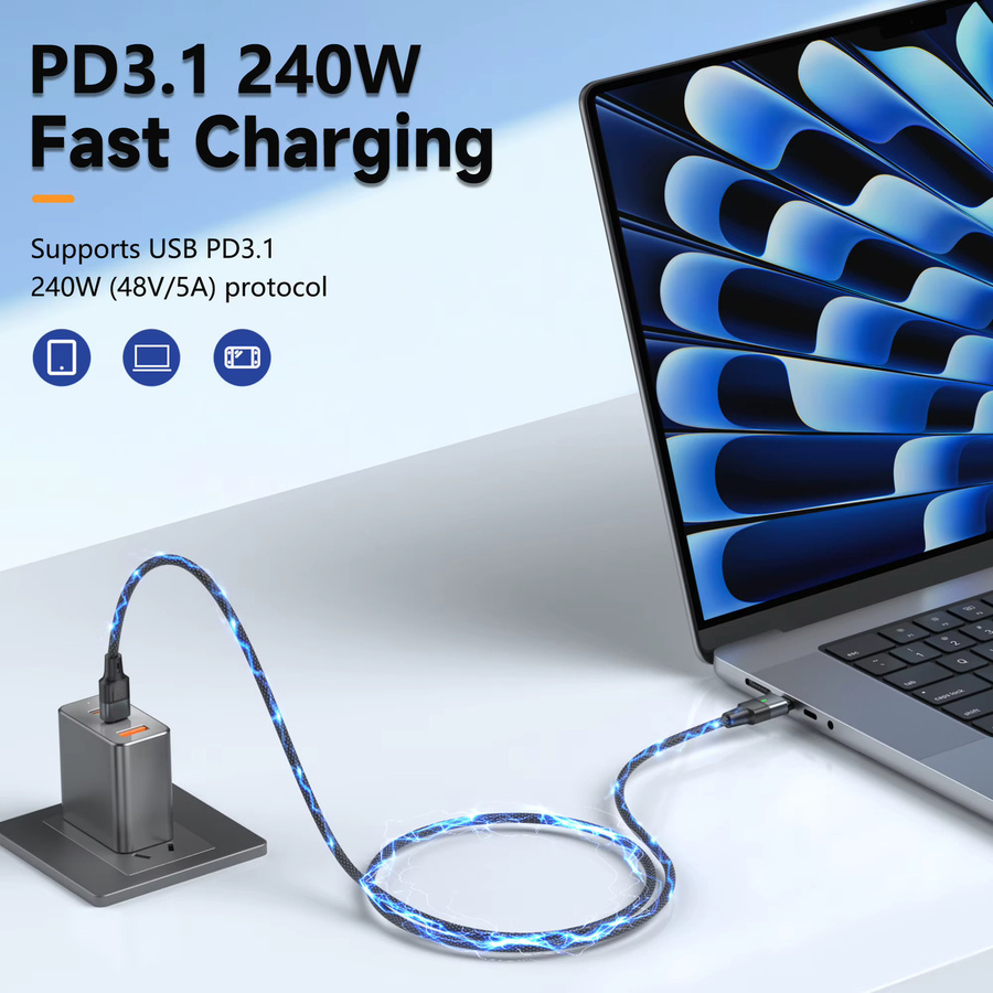 Magnpter Magnetisches USB-C auf Typ-C Datenkabel mit 240W PD 3.1 Schnellladegerät in Schwarz - Bild 4