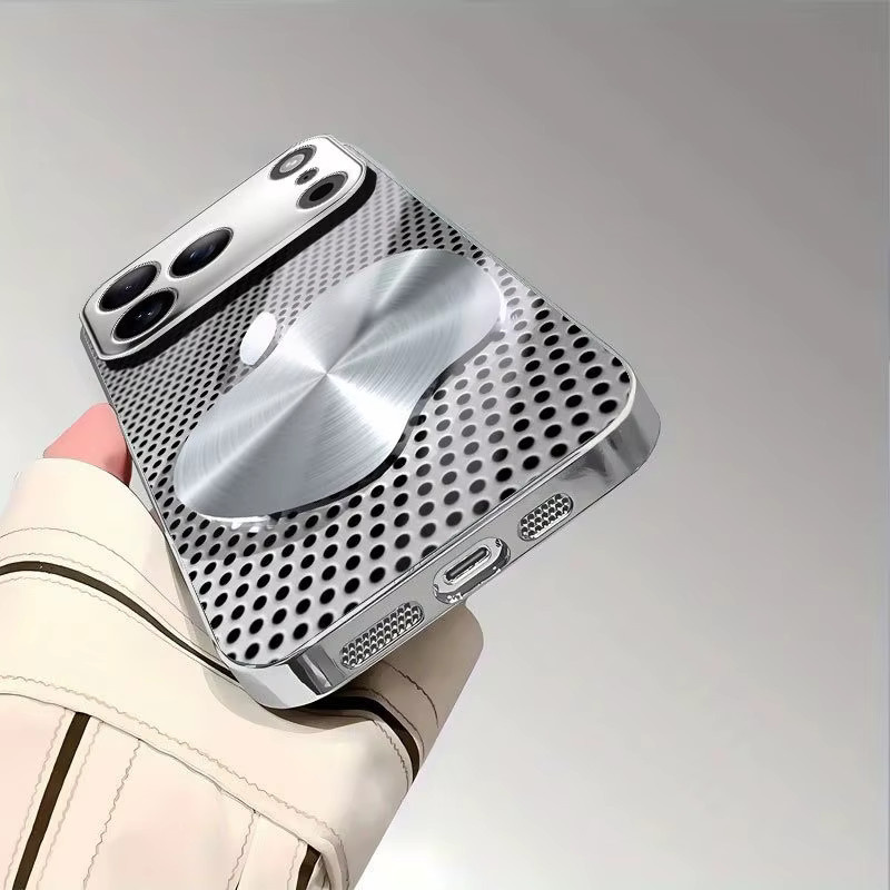 Galvanisierte Glas-Handyhülle mit Metallgeflecht für Apple iPhone 17, 16, 15, 14, 13, 12, 11 Pro Max Plus in Silber - Bild 4