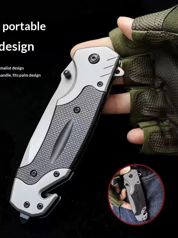 Tragbares EDC-Klappmesser aus Edelstahl mit rutschfestem Griff für Camping, Wandern und Outdoor-Aktivitäten - Bild 5