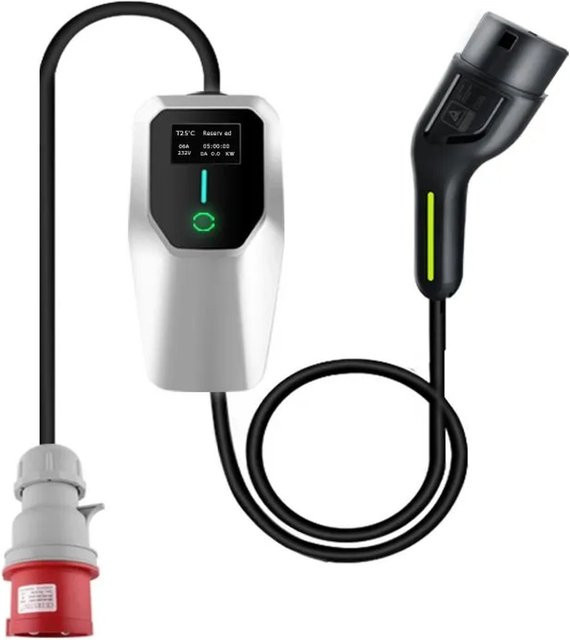Junsun Mobile Wallbox E-Ladegerät 22kW 3-phasig in Weiß mit 5m Kabel - Bild 1