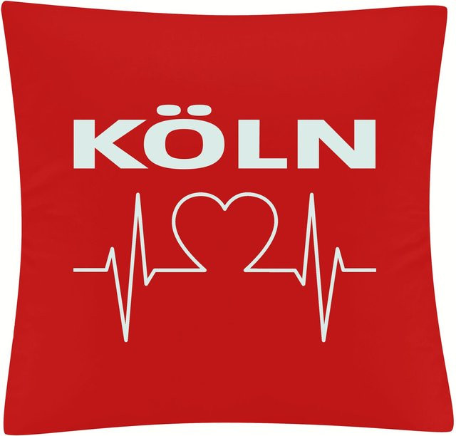 Kissenbezug von multifanshop mit Köln Herzschlag Motiv in Weiß, Breite: 40 cm, Höhe: 40 cm - Bild 1