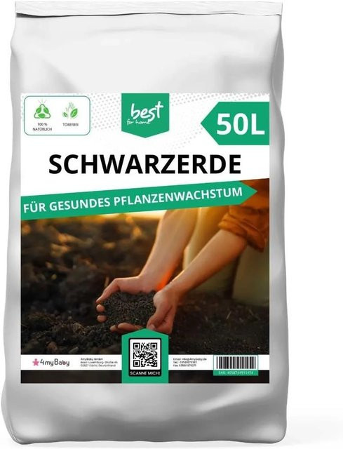Best for Home Premium Schwarzerde torffreie Pflanzerde für Gemüse, Obst und Kräuter, 50 l - Bild 1