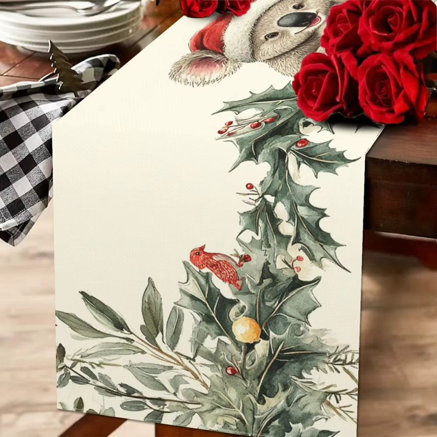 VIKAMA Weihnachts-Tischläufer mit Koala-Motiv und 3D-Struktur für deine festliche Tischdekoration - Bild 4