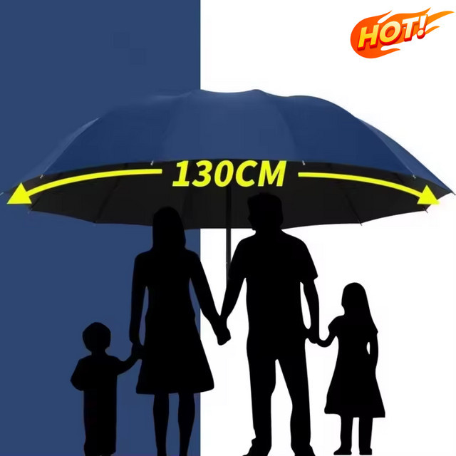 Robuster faltbarer Regenschirm von XMSJ in Blau oder Schwarz mit 130 cm Durchmesser - Bild 1