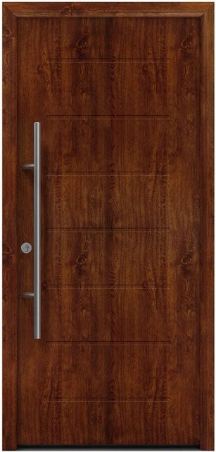 EcoStar Haustür Isopro Secur IPS 015 in Dark Oak, Farbe: Braun, B/H: 110 x 210 cm, DIN Links - Bild 1