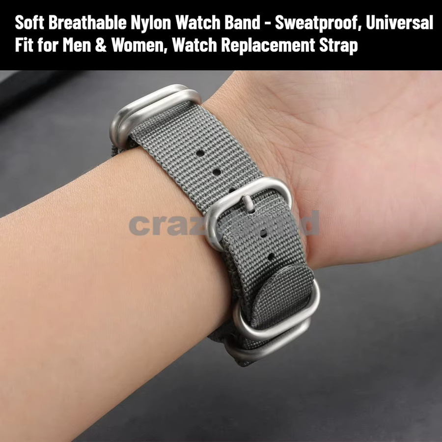 crazyband Uhrenarmband Textil/NATO, Schwarz, Unisex - Bild 4