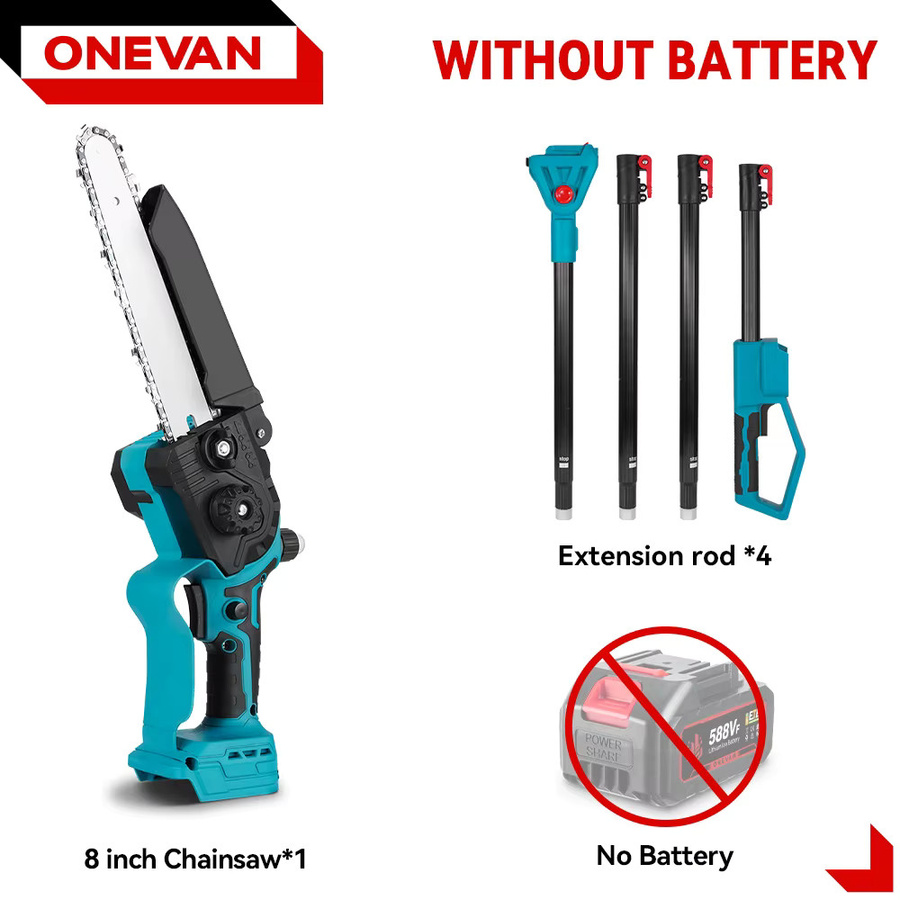 ONEVAN Elektrische Astsäge mit 8 Zoll Bürstenlosem Motor und 40 cm Teleskopstange für Makita 18V LXT Akkus, Mehrfarbig - Bild 8