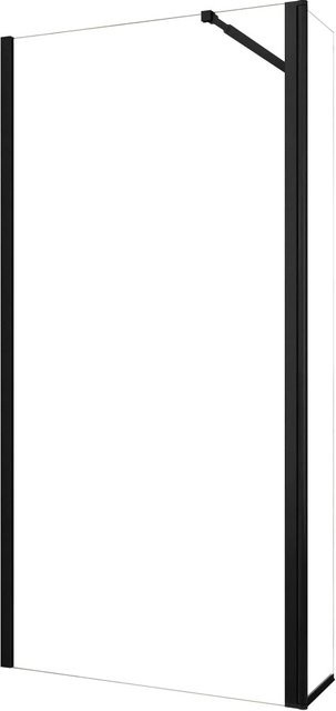 AICA Walk In Duschset aus ESG Glas mit NANO Beschichtung und Flipper Panel, Farbe Schwarz, B/T/H: 90 x 60 x 200 cm - Bild 1