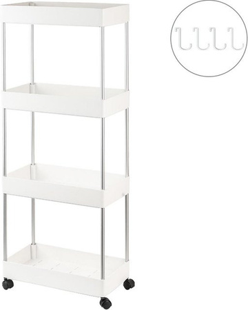 TOMTOP JMS Mehrschichtiges Standregal aus Kunststoff und Metall in Weiß für Badezimmer, Küche und Wohnzimmer