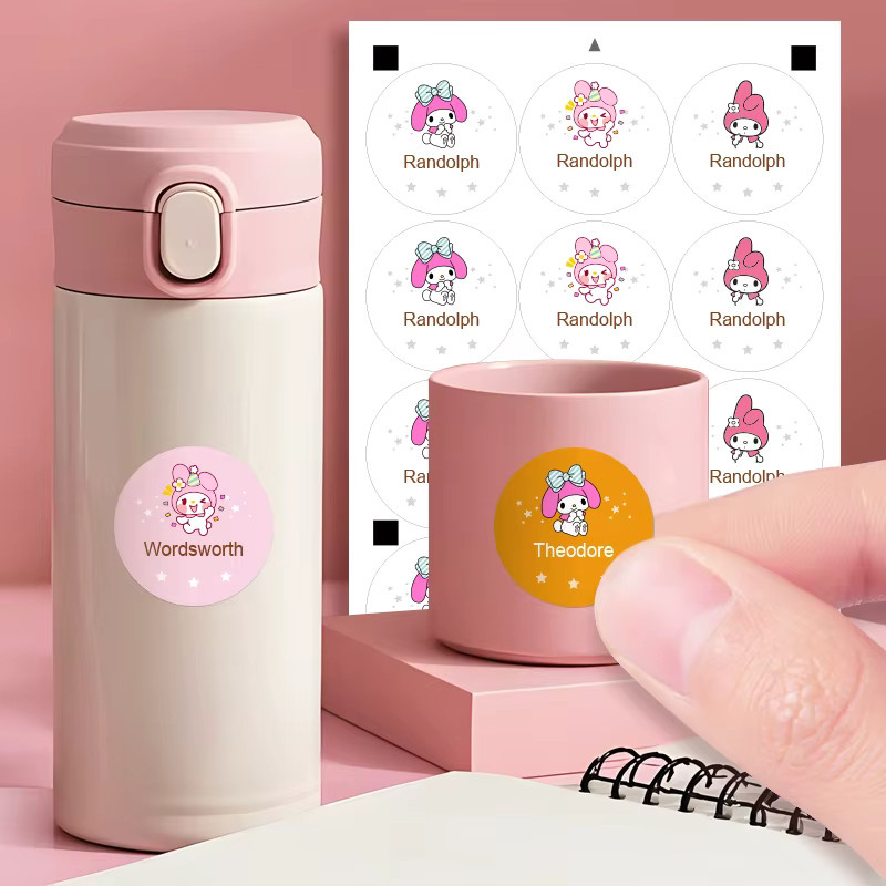 Personalisierte My Melody Namensetiketten von Joytop - Anpassbare Aufkleber aus Papier für dein Partyzubehör und Geschenke - Bild 2