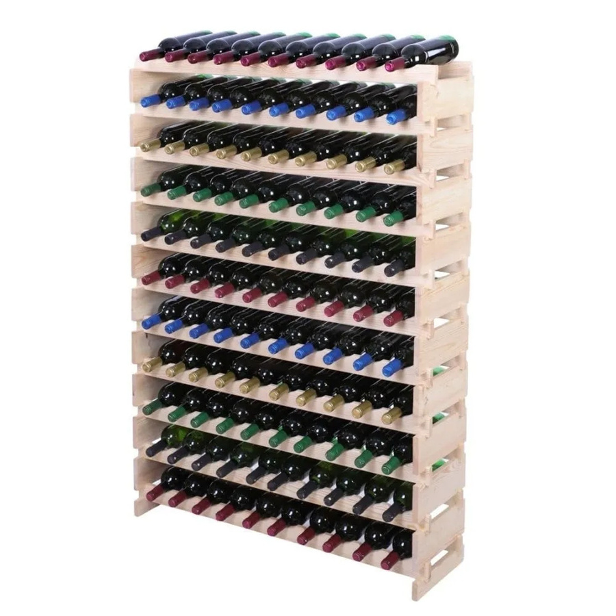 PROREGAL Weinregal VINOTECA FLEX aus massivem Kiefernholz, Natur unbehandelt, braun, 11 Ebenen für 110 Flaschen, H x B x T: 149 x 103 x 28 cm - Bild 2