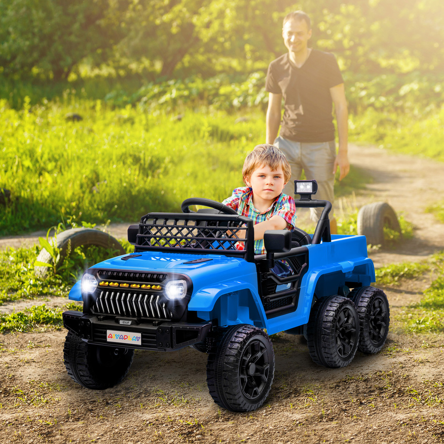 AIYAPLAY Kinder Elektroauto, Geländewagen, mit Fernbedienung, Anhänger, LED-Licht, Musik und Hupe, ab 3 Jahre, Hellblau - Bild 2