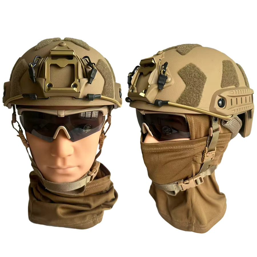 HWZHYB Taktisches Militär Helm-Set mit Schutzbrille und Vollgesichtsmaske für Airsoft und Outdoor-Sport, Farben: Schwarz oder Beige, getönte Linsen - Bild 3