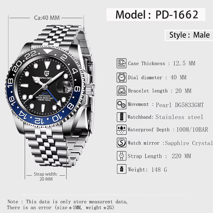 PAGANI DESIGN Armbanduhr, Automatik, Edelstahl, Saphirglas, 40 mm, Herren - Bild 6