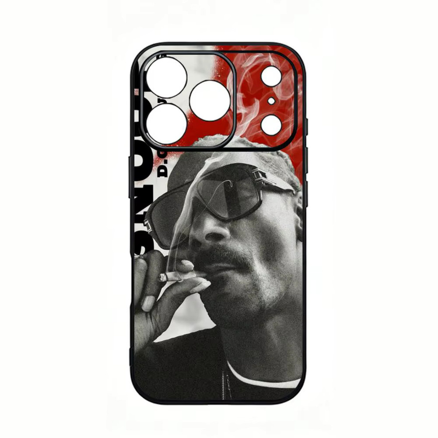 Snoop Dogg Handyhülle für iPhone 17 16 15 14 13 12 11 Pro Max Plus Mini Schwarz Matt Weiche Schutzhülle - Bild 3