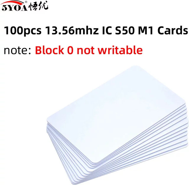 5YOA RFID IC Karten M1 MF S50 13,56 MHz ISO14443A 1K Proximity Smart Karten für Access Control System, Weiß, 100 Stück - Bild 1