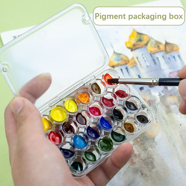 24er-Set transparente Aquarellfarben-Verpackungsbox aus Kunststoff mit Magnetverschluss und 0,8 ml Volumen - Bild 1