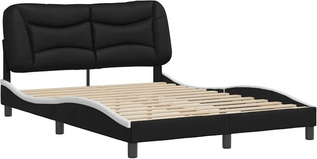 vidaXL Bettgestell aus Kunstleder in Schwarz und Weiß, B/T/H: 140 x 190 x 208 cm - Bild 1