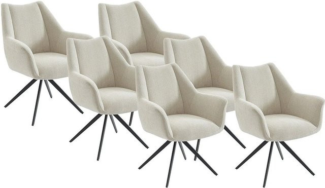 Maison Céphy Stuhl Kardesa Beige mit Armlehnen aus Stoff und Metall, Höhe: 68,5 cm - Bild 1