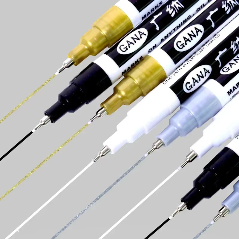 4er Set Ölbasierte Permanent Marker in Weiß, Schwarz und Silber mit 0,7 mm Extra Feinspitze, wasserfeste Stifte für Felsmalerei, Holz, Metall und Leinwand - Bild 2