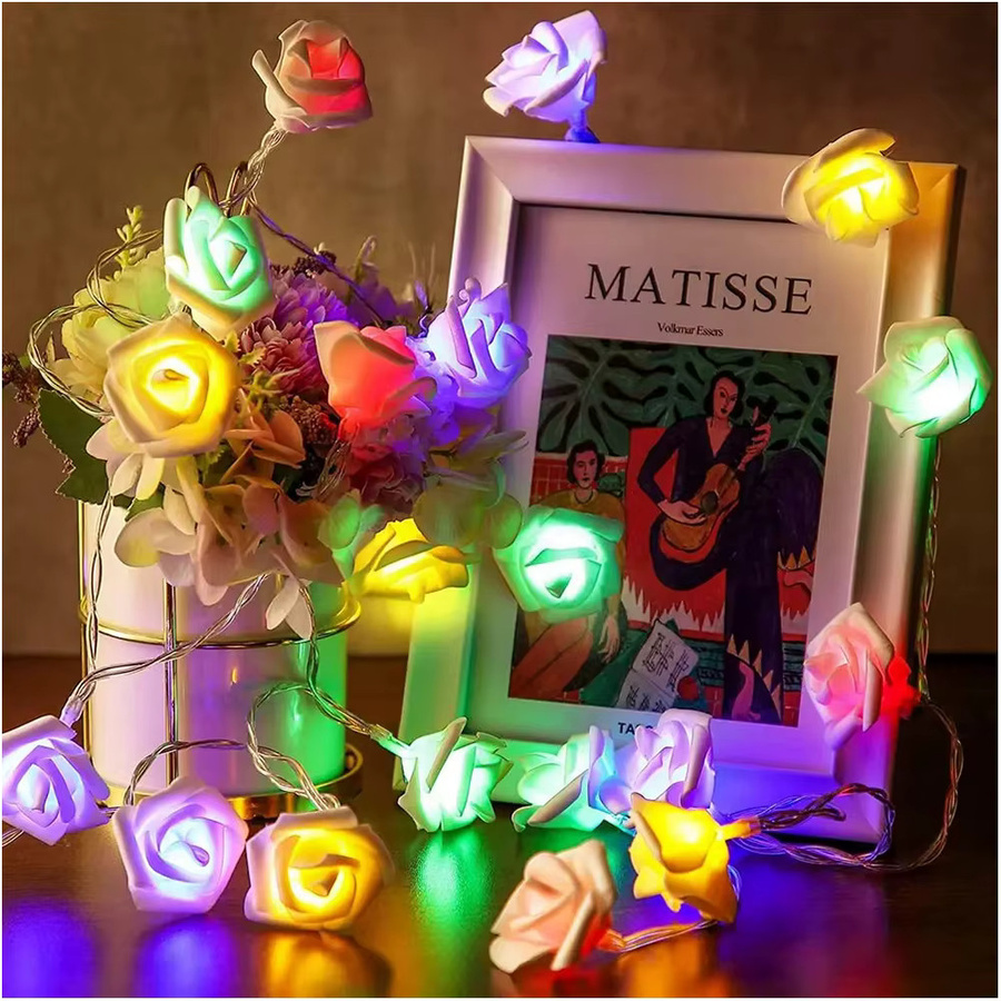 XUNATA LED Rose Blume String Fairy Light mit USB und Batterie, RGB Multicolour, Dekoration für Hochzeit, Weihnachten und Party - Bild 2