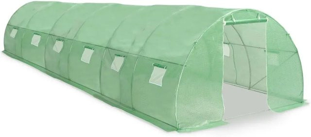 vidaXL Gewächshaus Grün mit verzinktem Stahl und PE-Netzgewebe, 27 m², B/T/H: 900 x 300 x 200 cm - Bild 1