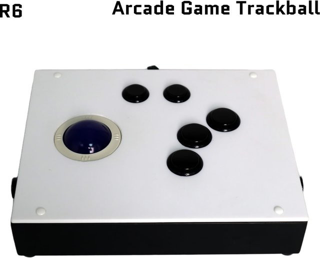 FightBox R6 USB Arcade Controller mit Sanwa Buttons und LED-beleuchtetem Trackball in Weiß für PC, MAME und RetroArch - Bild 1