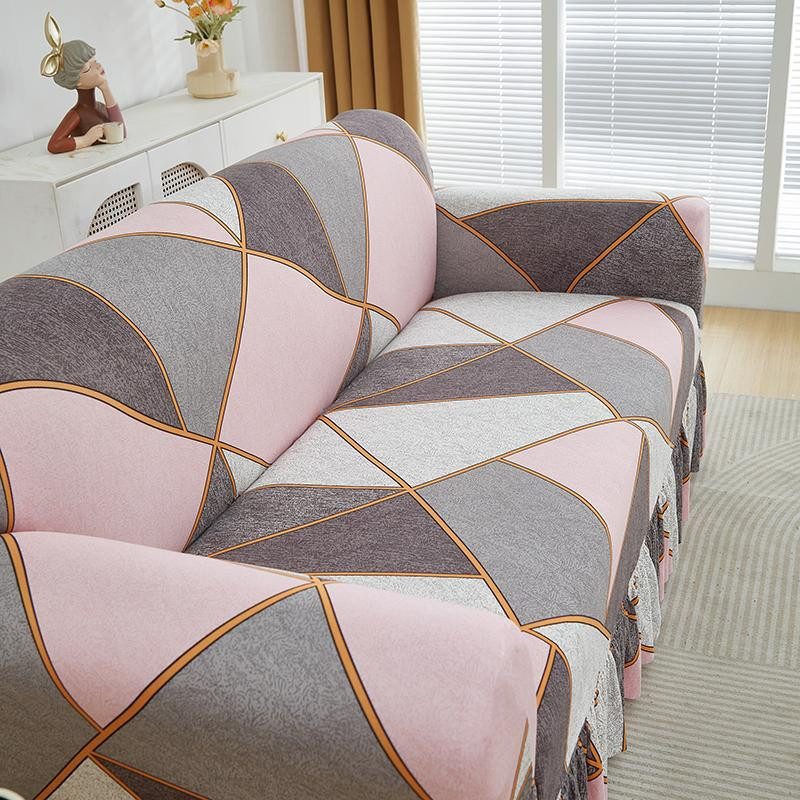 Bedruckter Stretch-Sofabezug mit Rüschen von Household supplies MH in floralem Design aus Polyester - Bild 2