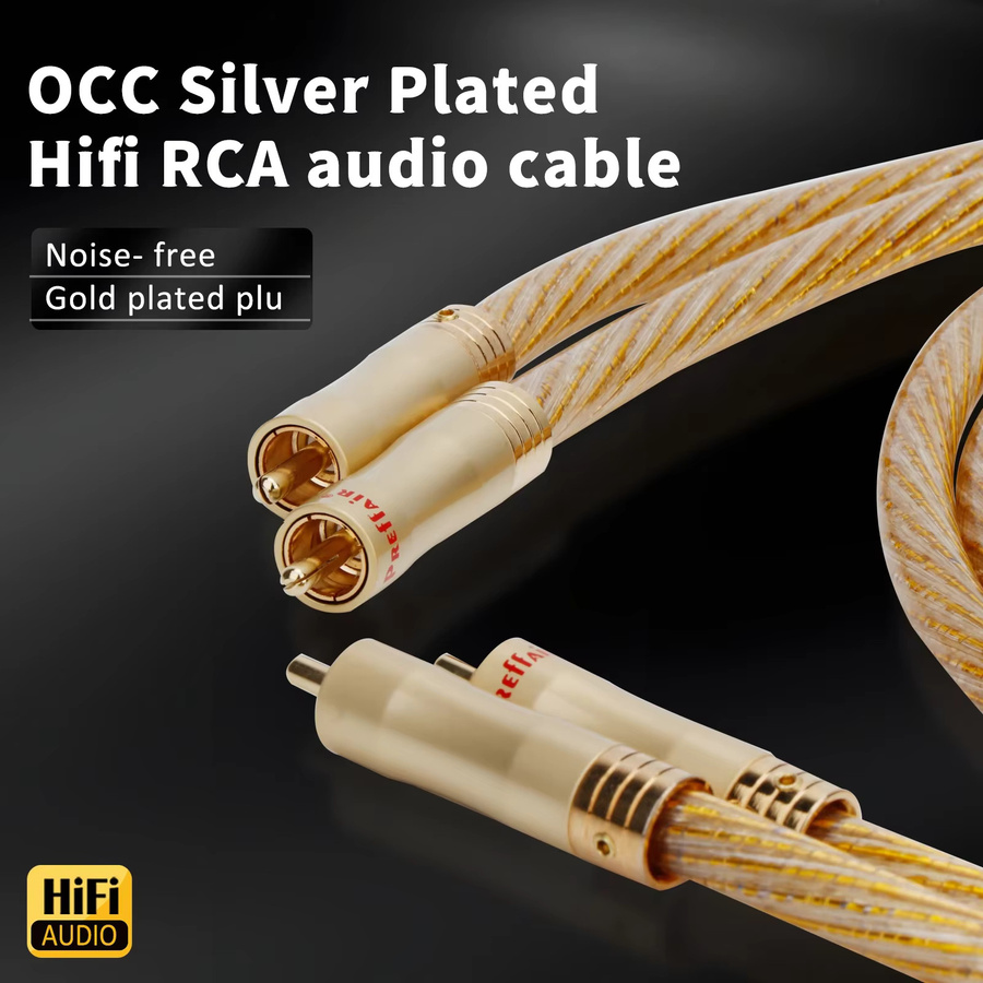 Preffair 8N OCC RCA-Datenkabel mit versilberter Leitung und vergoldeten Anschlüssen - Bild 3