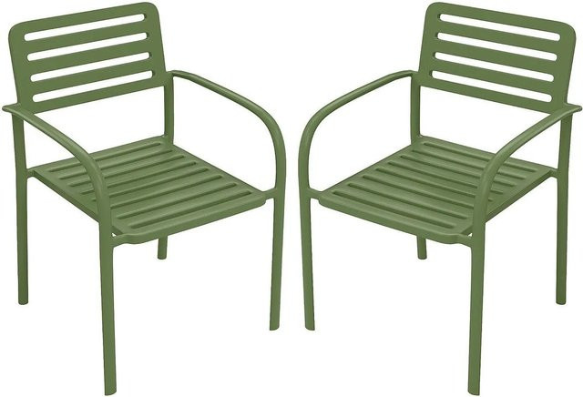 MYLIA Gartenstuhl Nily aus Metall in Grün, stapelbar, Breite: 55 cm, Tiefe: 55 cm, Höhe: 55 cm - Bild 1