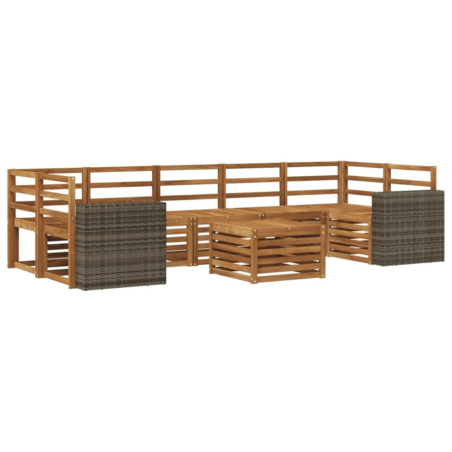 vidaXL Outdoor-Sofagarnitur aus Massivholz Akazie in Braun, 8-teiliges Set im U-Shape mit Latten-Design - Bild 2