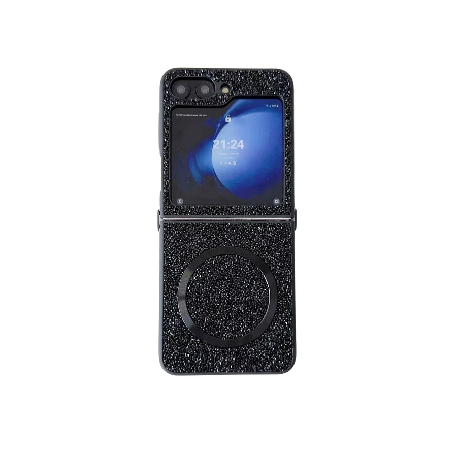 Magnetische funkelnde Diamant Handyhülle mit TPU Soft Edge für Samsung Galaxy Z Flip 7, Z Flip 6, Z Flip 5, Z Flip 4 und Z Flip 3 in Schwarz - Bild 4