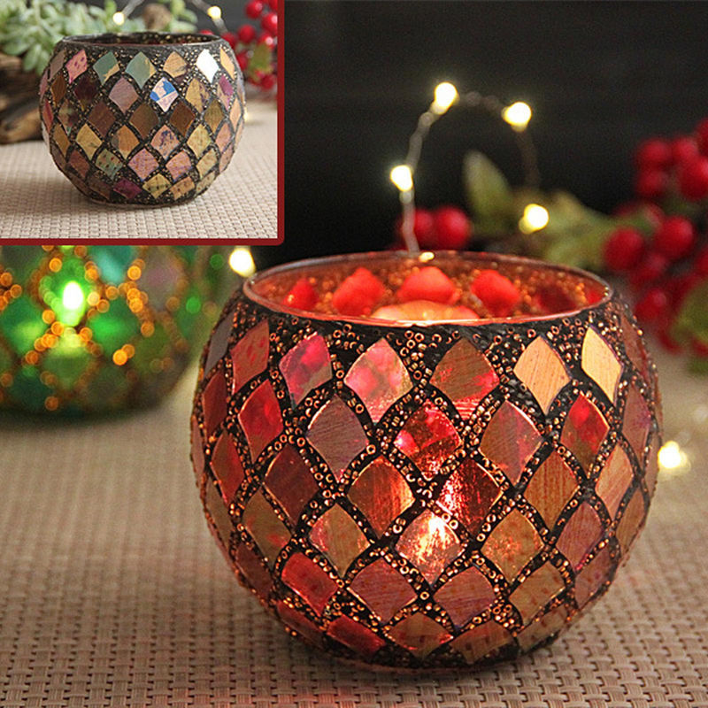 Tooarts Glas Kerzenhalter und Blumentopf in Rot, Geometrisches Design für Hochzeit, Weihnachten und Valentinstag - Bild 2