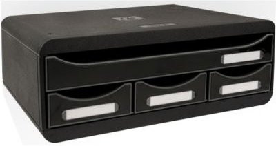 Exacompta TOOLBOX Ablagemodul A4+ in Schwarz glossy mit 4 Schubladen und Tiefenmaß: 27 cm - Bild 1