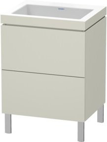 Duravit L-Cube Waschtischunterschrank c-bonded in Beige Matt mit 2 Auszügen, stehend, B/T/H: 60 x 48 x 69,8 cm - Bild 1