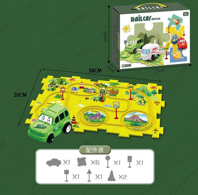 Binchi Keji Travel Elektroauto-Dinosaurier-Szene, Puzzle, 13-teiliges Set, ab 3 Jahren - Bild 1
