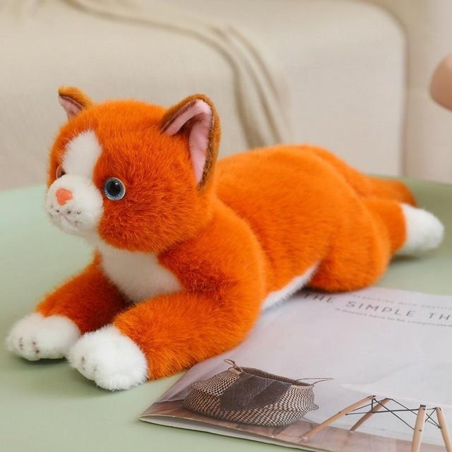 Yiran Health & Beauty Katzen-Stofftier, Plüschtier, 40cm, Orange Grau Schwarz Weiß Braun - Bild 1