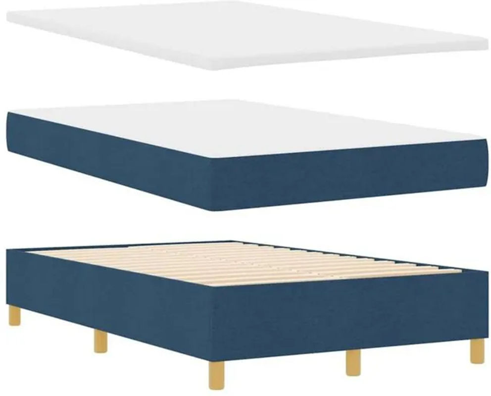 vidaXL Boxspringbett mit Matratze und Kopfteil in Blau aus Stoff, B/T/H: 120 x 190 x 128 cm - Bild 1