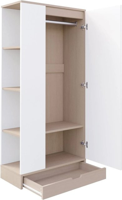 okwish Kleiderschrank mit einer Tür, Einlegeböden und Schubladen in Weiß, B/T/H: 70 x 40 x 170 cm - Bild 1