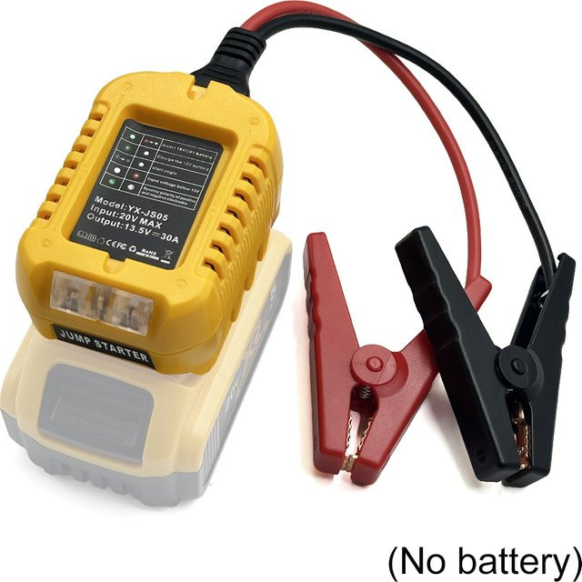 DeWalt Auto Starthilfe Adapter für 18V Lithium-Batterien in Gelb mit Clip für Notstrom und Booster-Funktion - Bild 1