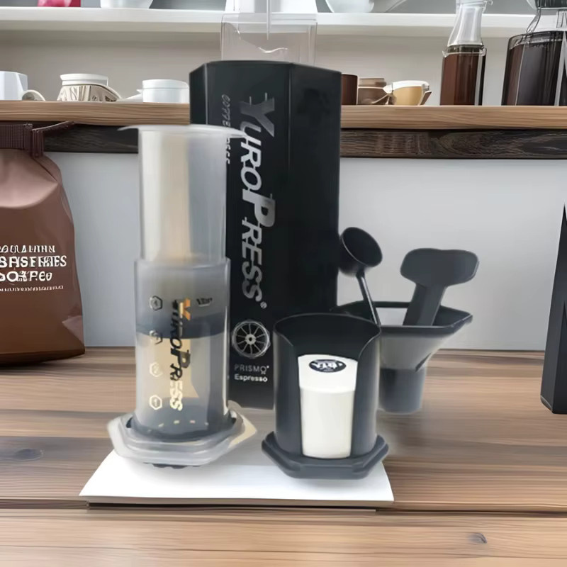 YRP Tragbare Espresso-Kaffeemaschine und French Press in Grau für Camping, Reise und Zuhause - Bild 3