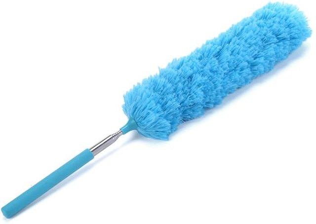 Einziehbarer Staubwedel aus Edelstahl und Mikrofaser mit Teleskopstiel in Blau - Bild 1