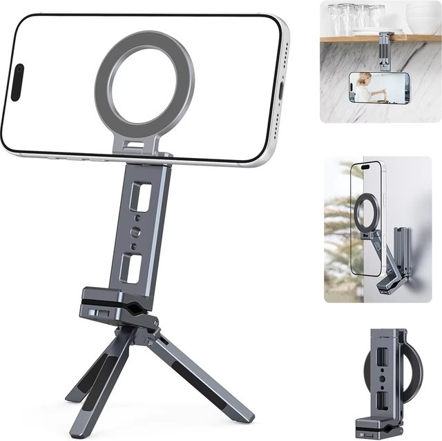 CAMOLO Doppelseitiges magnetisches Handy-Stativ mit Clip, faltbare Tischhalterung und Reisehalterung für iPhone 17/16/15 - Bild 1