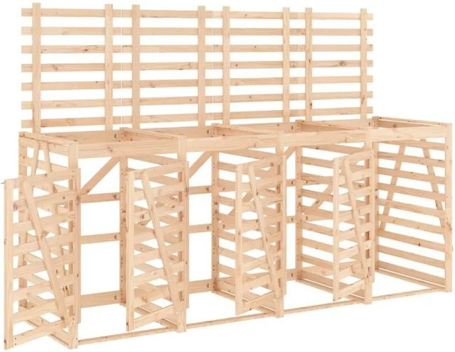 DELUKE Mülltonnenbox BOUMI aus Kiefernholz für 4 Tonnen, Farbe Natur, B/T/H: 318 x 91,5 x 128,5 cm - Bild 1